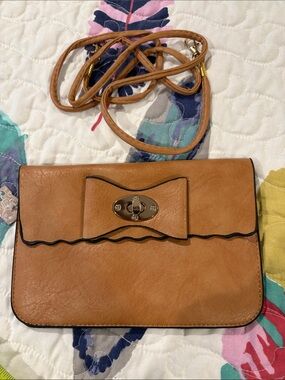 Jessica Tan Bow Crossbody Bag with Gold Turn-Lock